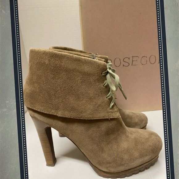 Rosegold Genie Taupe Suede Platform Booties 7.5 - Picture 2 of 8